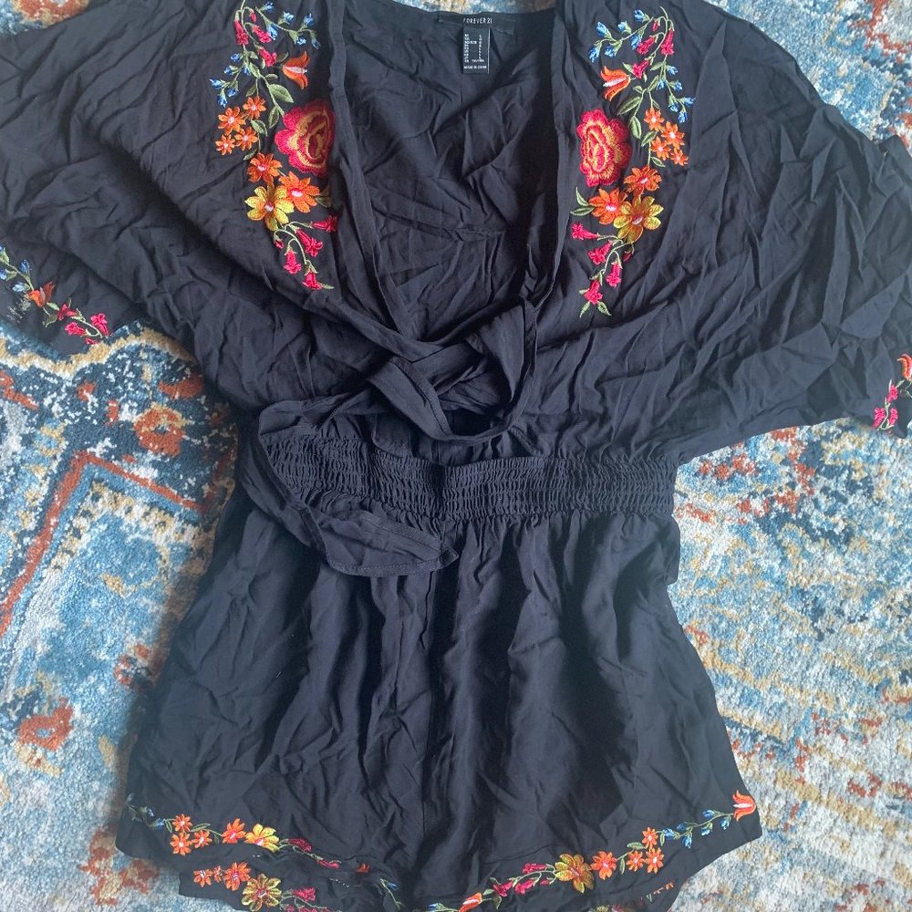 Black Floral Romper